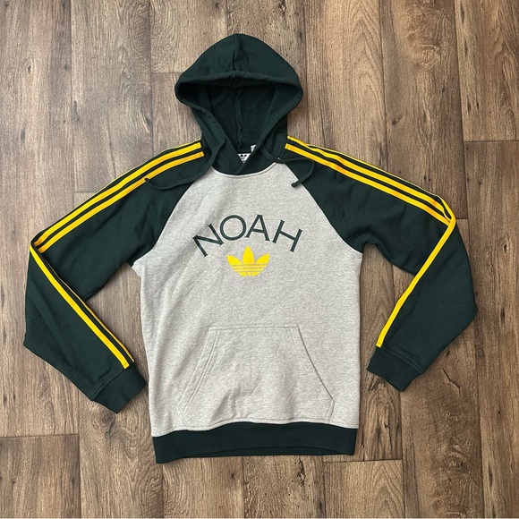 Adidas x NOAH Striped Hoody Hooded Pullover Sweatshirt Men’s Size XS Size Gray - Picture 1 of 9